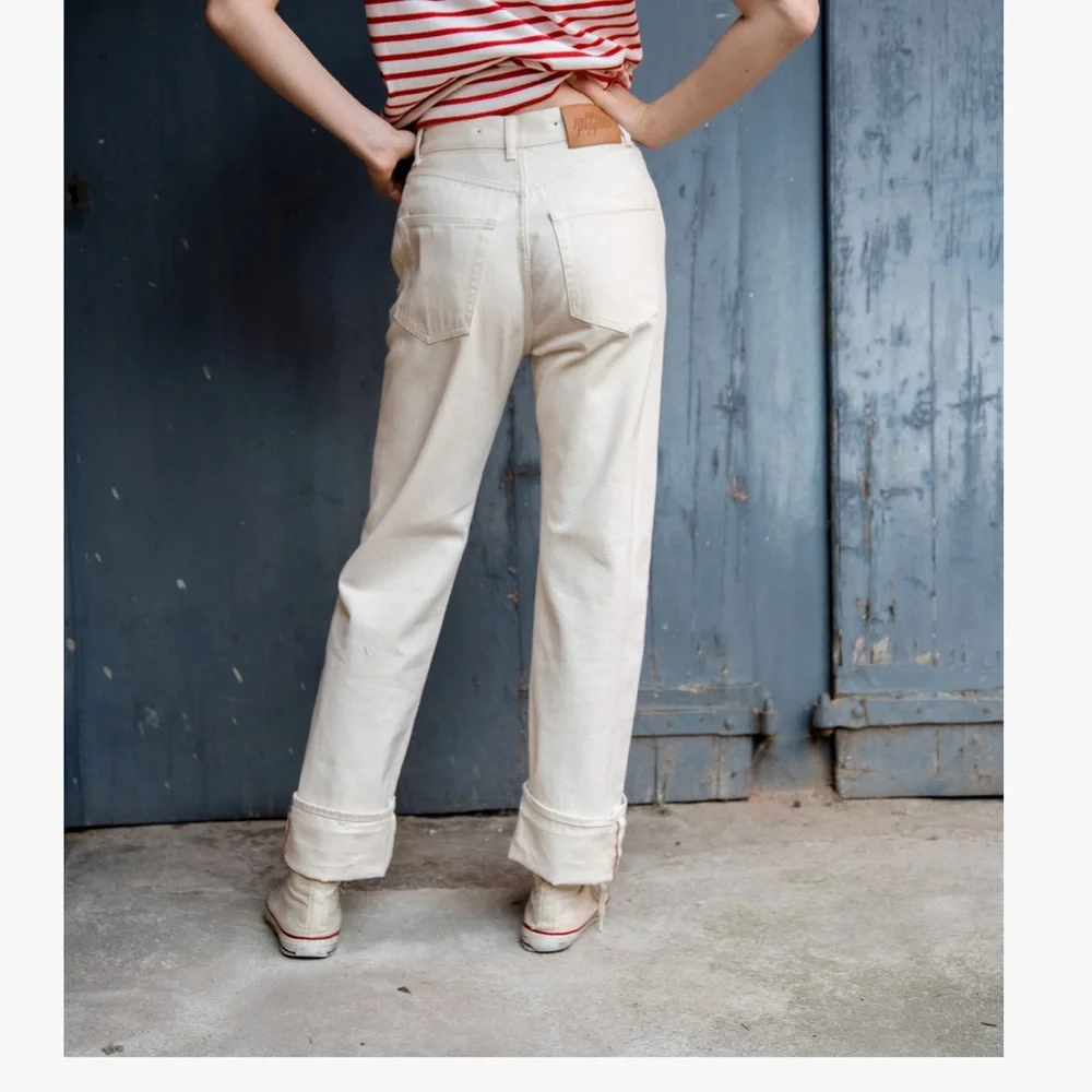 NWT Peppino Peppino Free People Type 18 Slim Ecru Selvege Denim Jeans, Size 25 - Picture 5 of 10